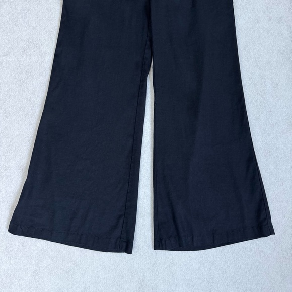 Anthropologie Womens Wide Leg Linen Blend Pants Size 25 Blue Boho Retro Preppy - Picture 3 of 15